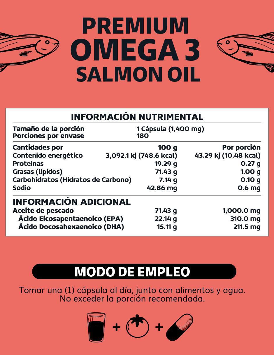 Omega 3 Salmon Oil sabor natural de 180 cápsulas 5