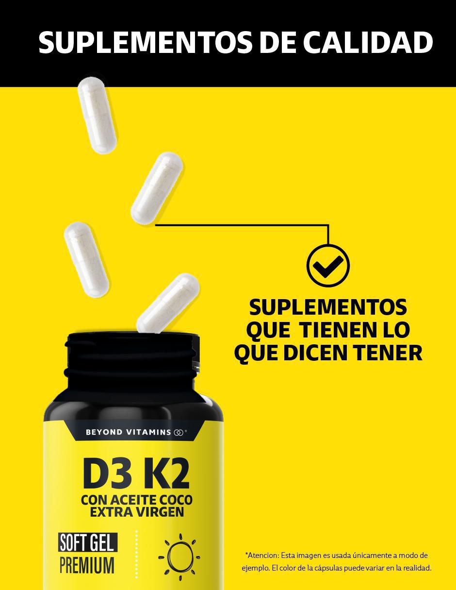 Vitamina D3 Vitamina K2 Aceite de Coco Soft Gel de 180 cápsulas 3