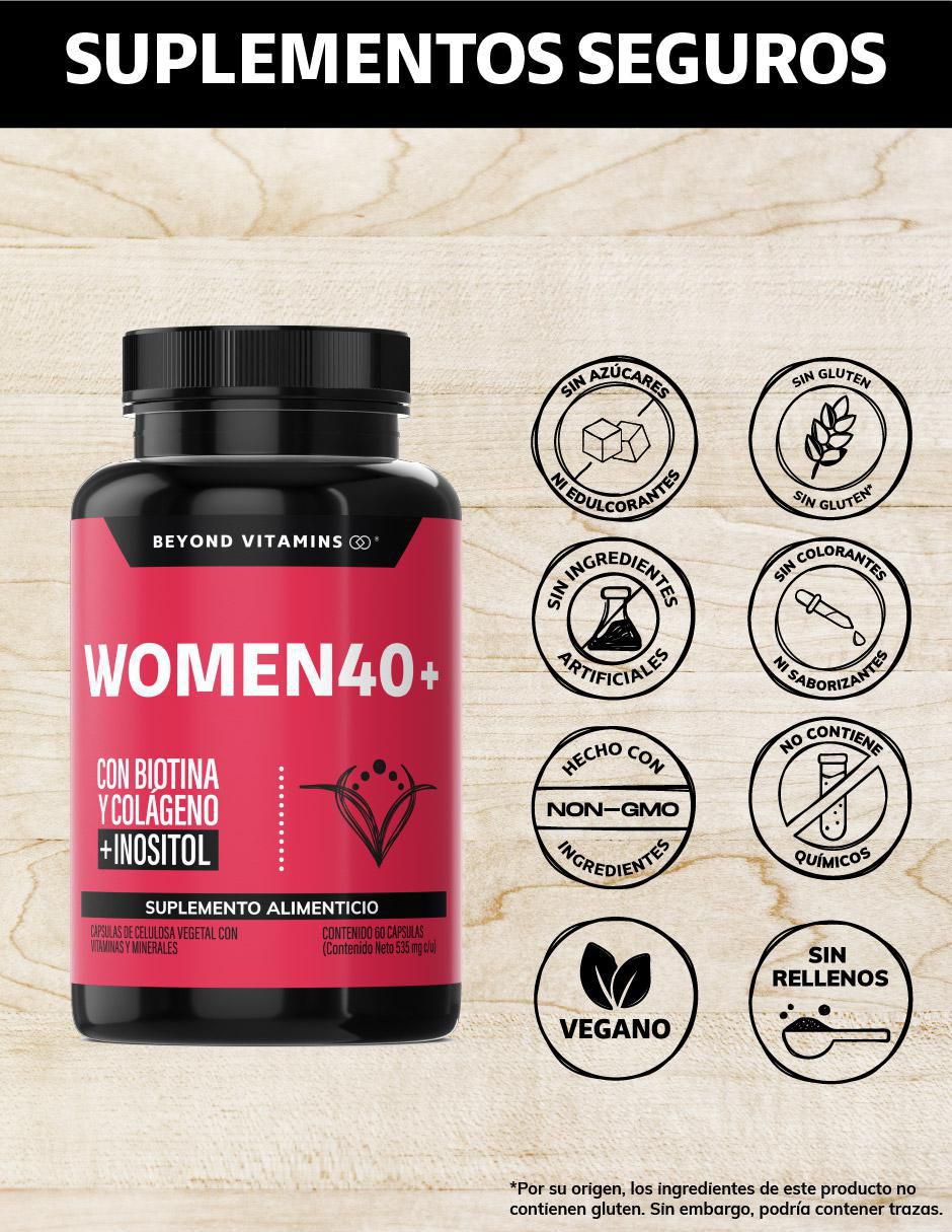 Women 40+ Biotina Colageno Inositol de 60 cápsulas 2