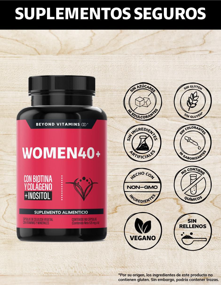 Women 40+ Biotina Colageno Inositol de 180 cápsulas 2
