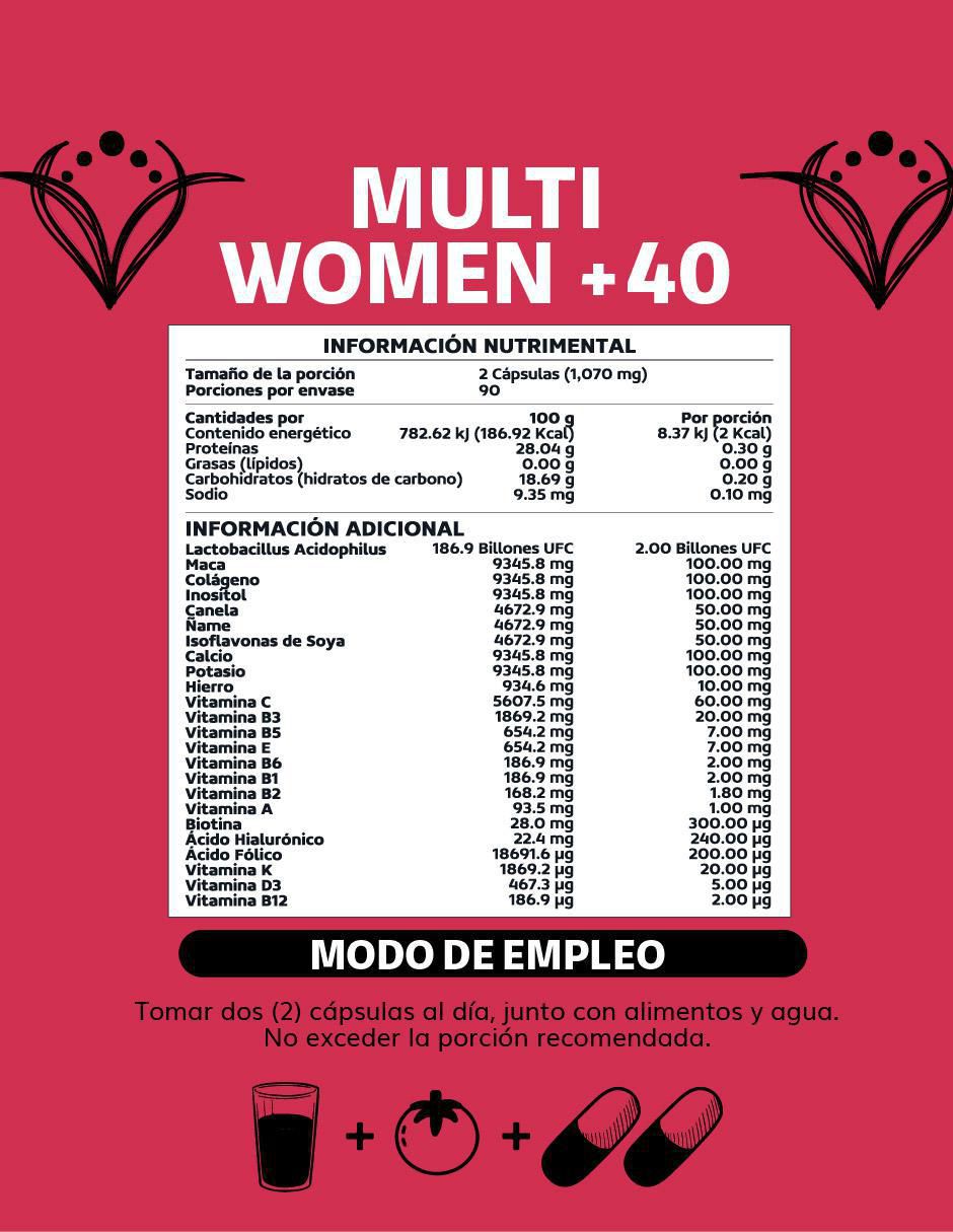 Women 40+ Biotina Colageno Inositol de 180 cápsulas 5