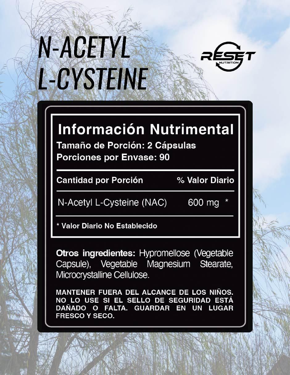 NAC 600 mg – Desintoxicación Hepática, Antioxidante Celular y Apoyo Mental Natural Reset Nutrition con n-acetyl cysteine 2