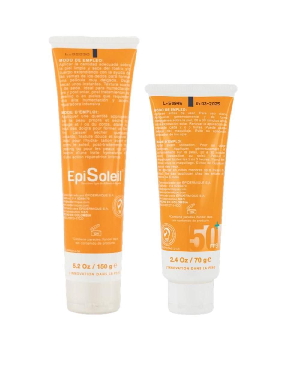 Kit tratamiento facial Kit gel antiedad antisolar FPS 50+ y Gel reparador Pre y Post Episoleil Epidermique 3