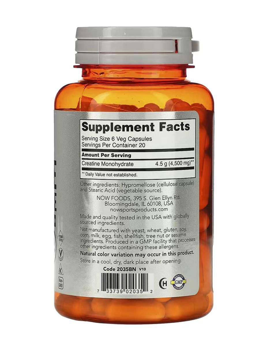 Sports, Monohidrato de creatina, vegetales (750 mg por cápsula) de 120 cápsulas 2