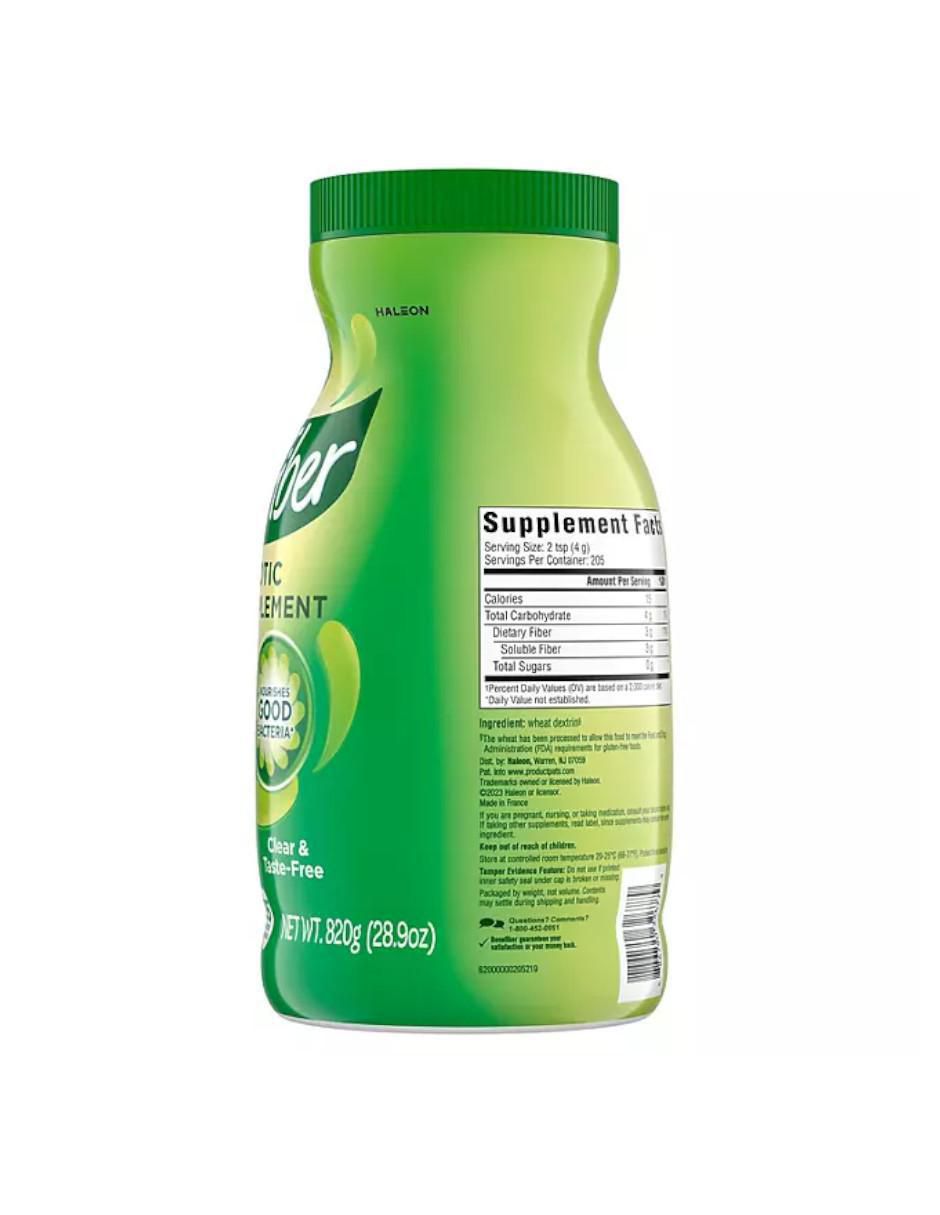 Suplemento diario de fibra prebiótica en polvo Benefiber con fibra alimentaria (inulina, isomaltooligosacárido, cáscara de semilla de psyllium en polvo), bacillus coagulans de 820 g 3