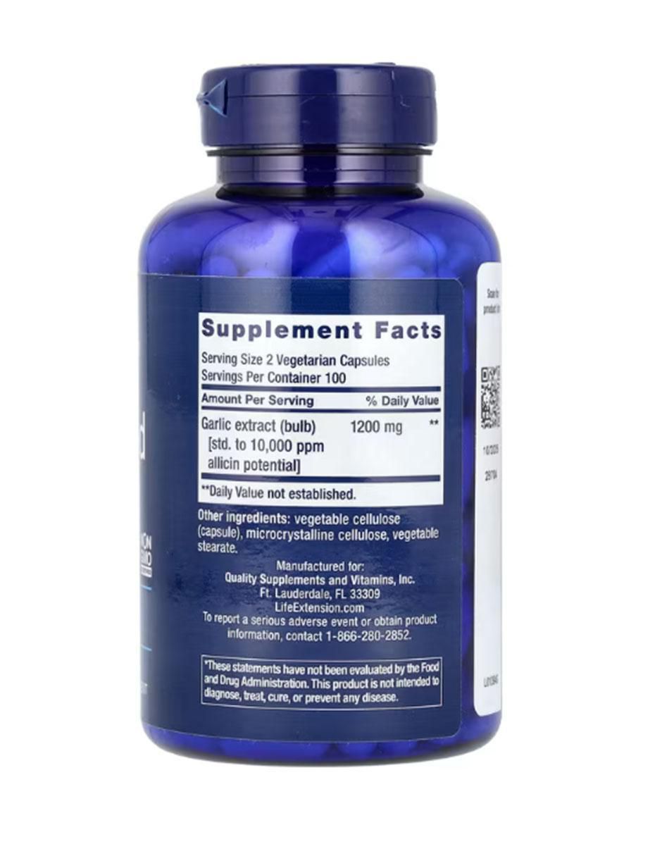 Garlic Optimizado con vitaminas y minerales de 200 cápsulas 2