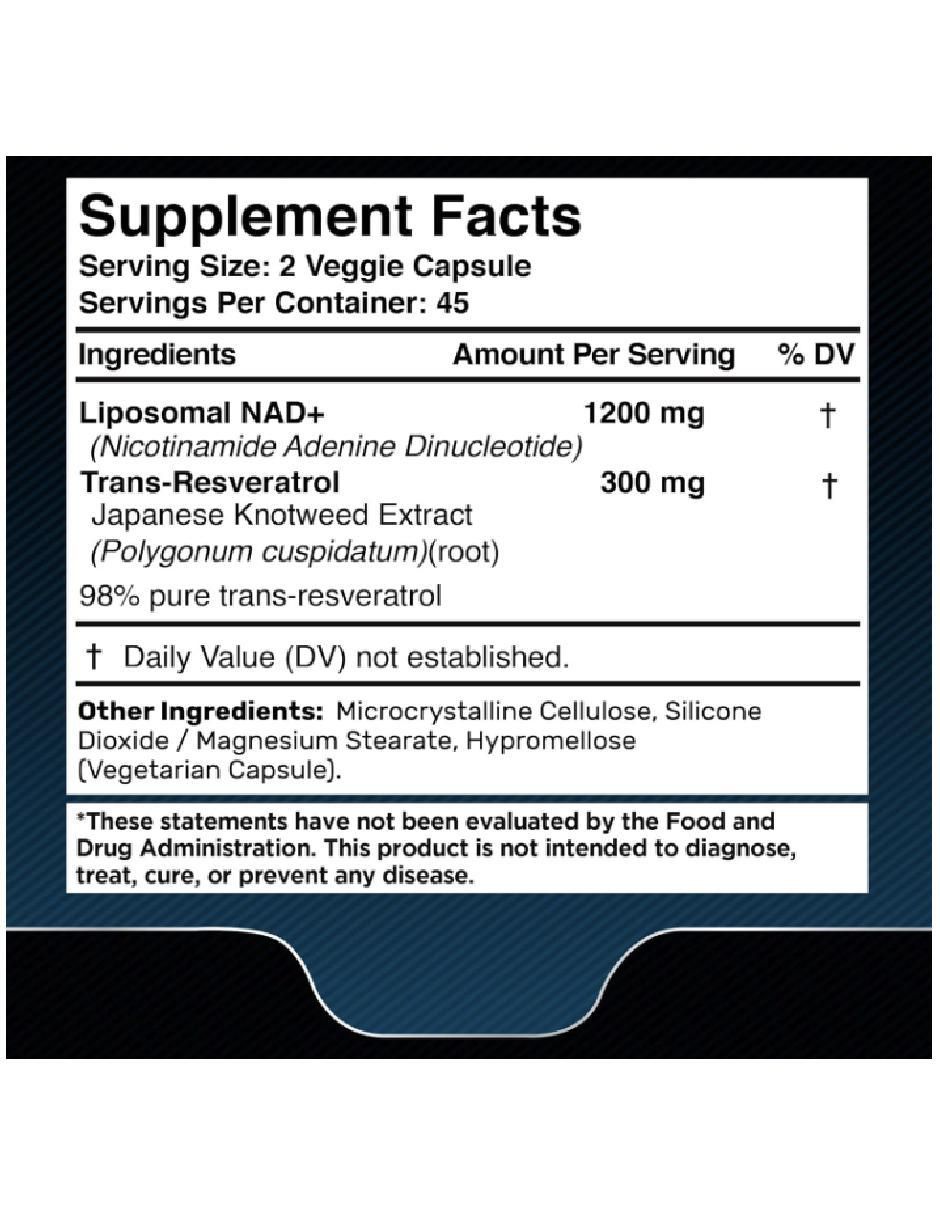 Liposomal Nad y Resveratrol con nad+ (nicotinamide adenine dinucleotide) de 90 cápsulas 2