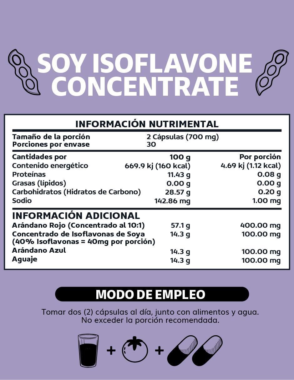 Soy Isoflavone Concentrate Isoflavonas Arándano Aguaje de 60 cápsulas 3