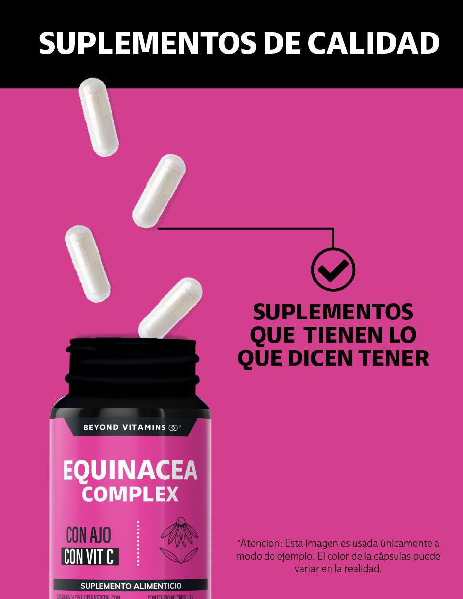 Equinácea Complex Ajo Vitamina C Betaglucanos Quercetina Aguaje de 60 cápsulas 3
