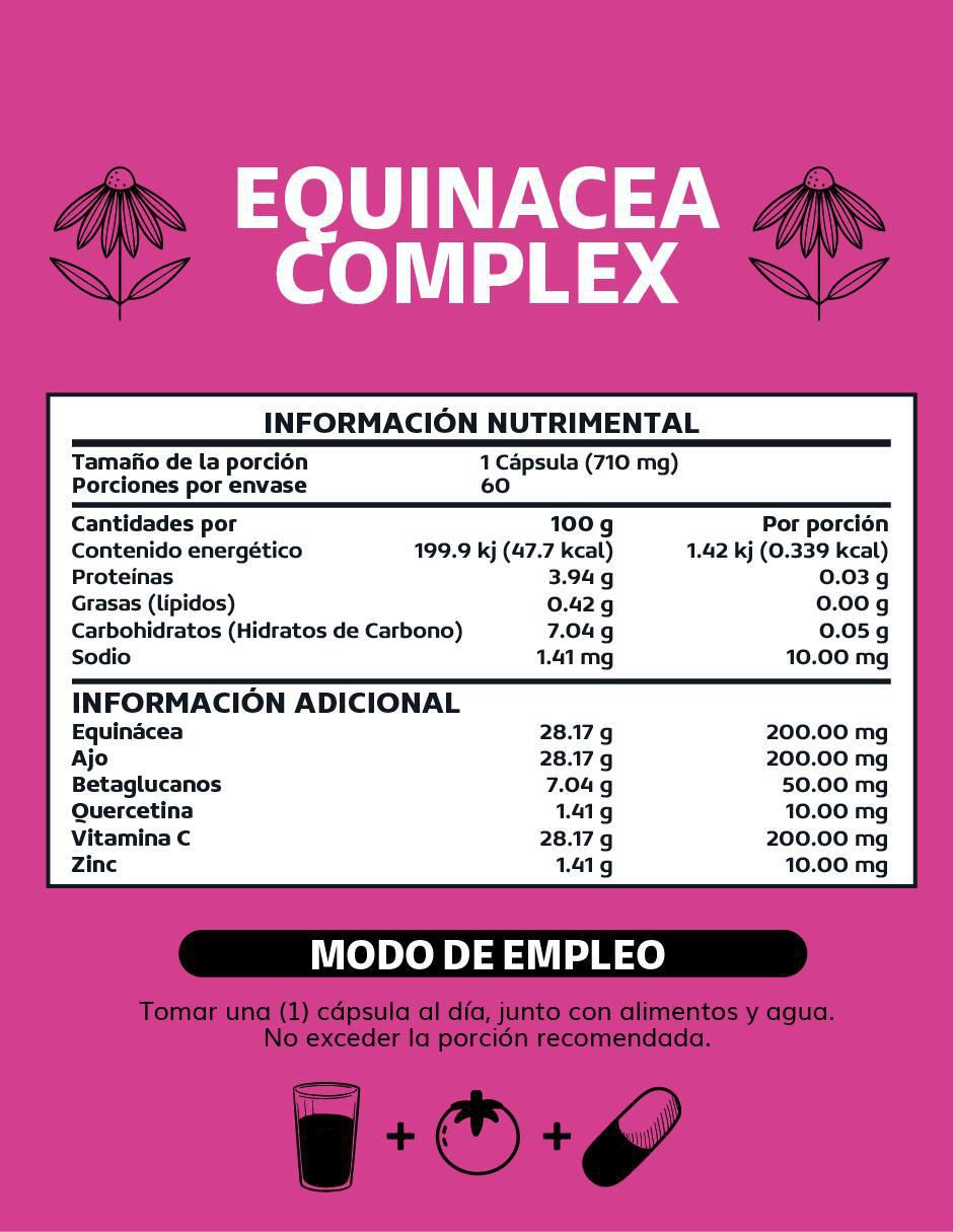 Equinácea Complex Ajo Vitamina C Betaglucanos Quercetina Aguaje de 60 cápsulas 5