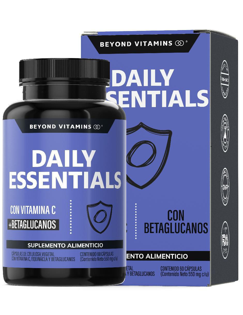 Daily Essentials Vitamina C Betaglucanos Vegano de 60 cápsulas