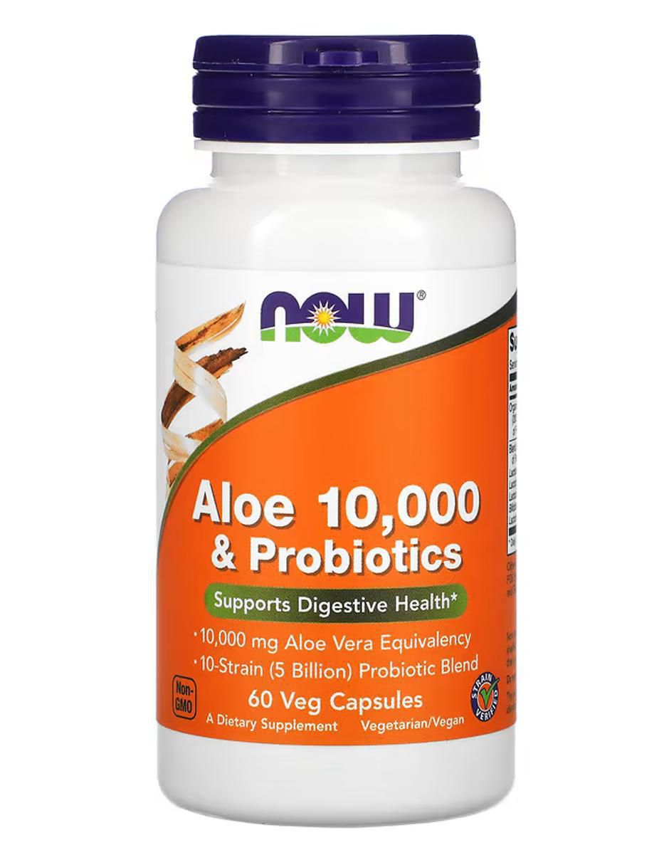 Aloe Vera Orgánica 10, 000 mg y probióticos con aloe barbadensis de 60 cápsulas
