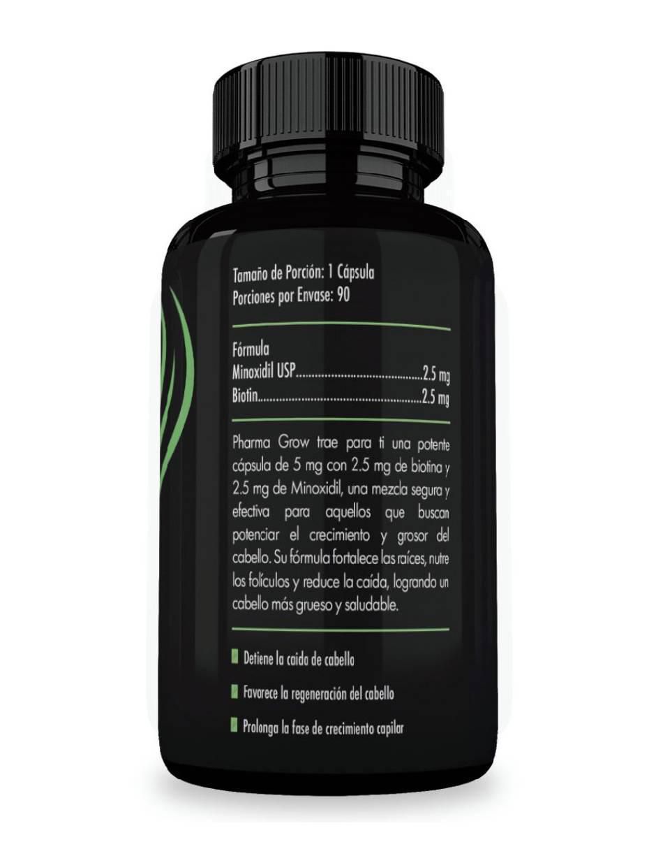 Minoxidil 2.5% + biotina 2.5% – suplemento oral para crecimiento, fortalecimiento y anticaída del cabello de 90 cápsulas 2