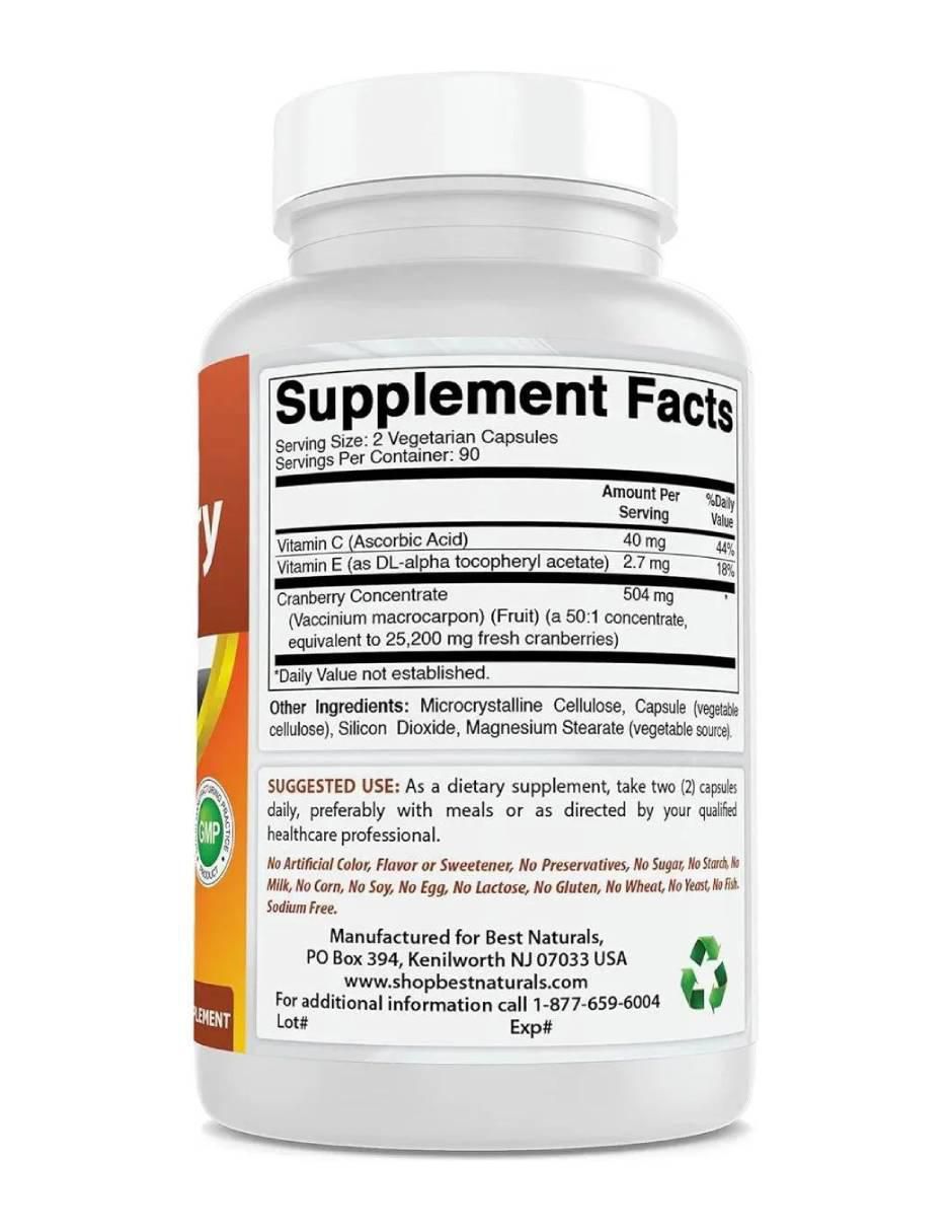 Cranberry Concentrate 12600 mg – Salud Urinaria, Antioxidante y Refuerzo Inmunológico con Vitaminas C y E con arándano de 180 cápsulas 2