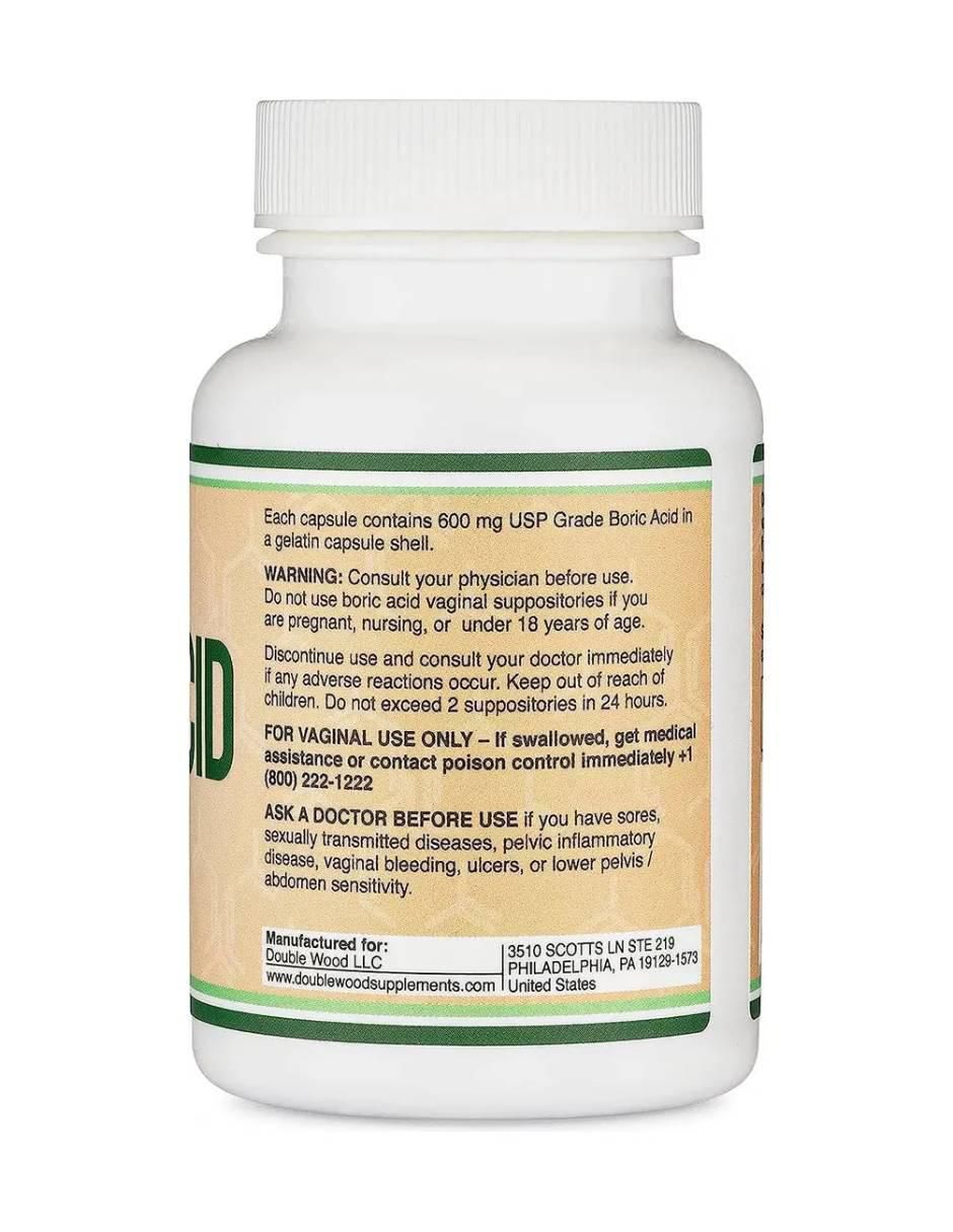Ácido Bórico 600 mg 60 Supositorios – Equilibrio del pH Vaginal Double Wood con ácido bórico de 600 mg 3