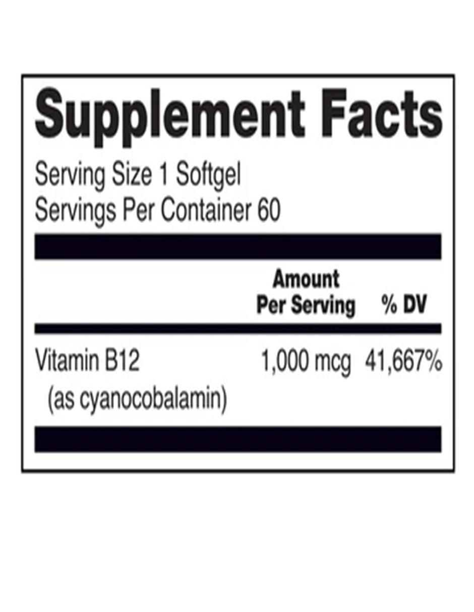 Vitamina B12 1000 mcg de 60 cápsulas 2