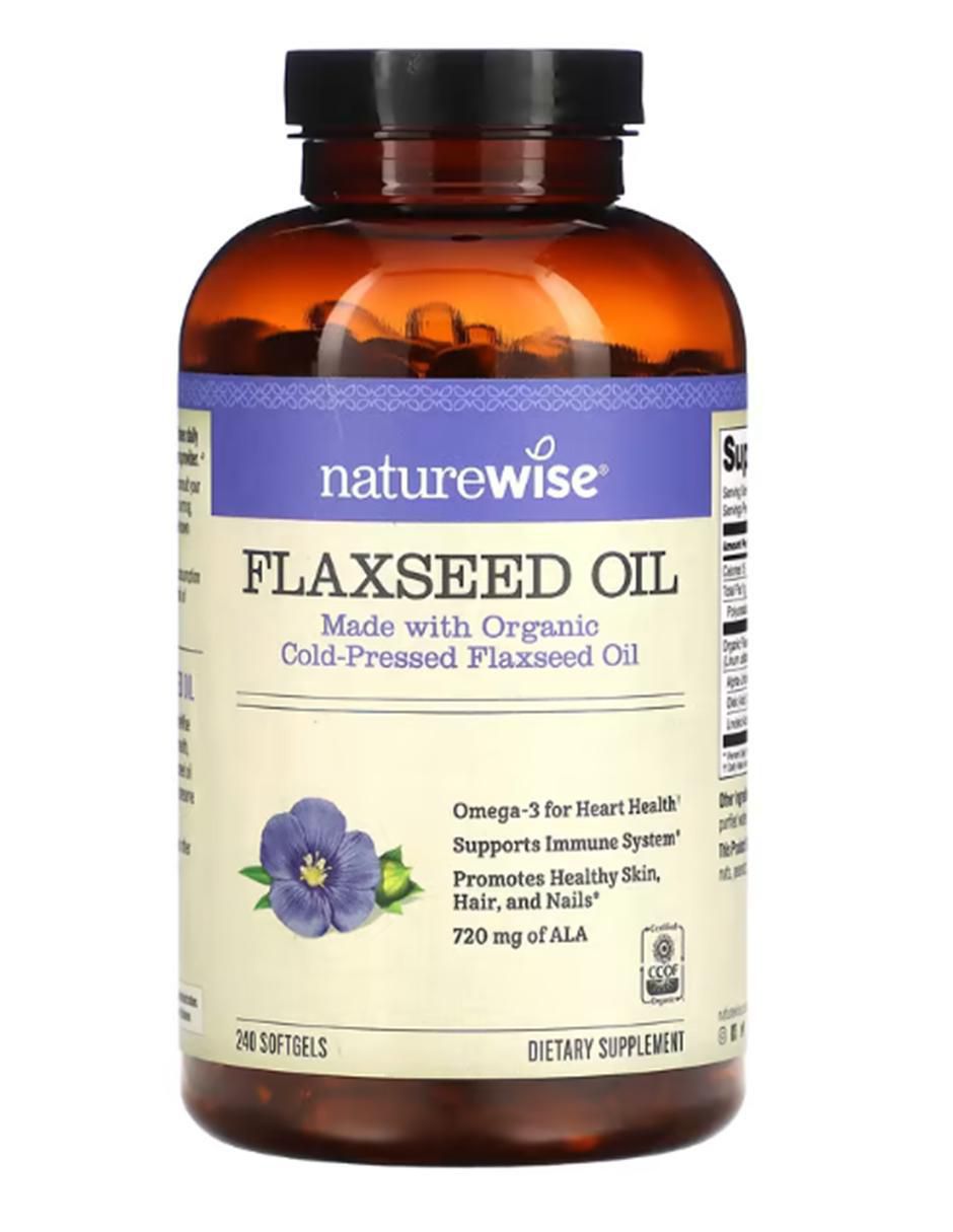 Aceite de linaza con vitaminas y minerales de 240 cápsulas