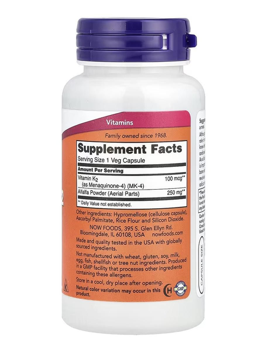 Vitamina K2, 100 mcg de 100 cápsulas