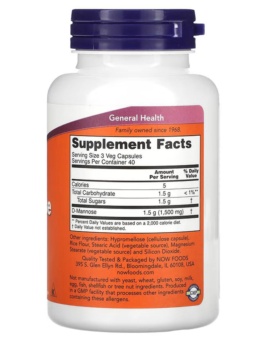D-Manosa, 500 mg, vegetarianas de 120 cápsulas 2
