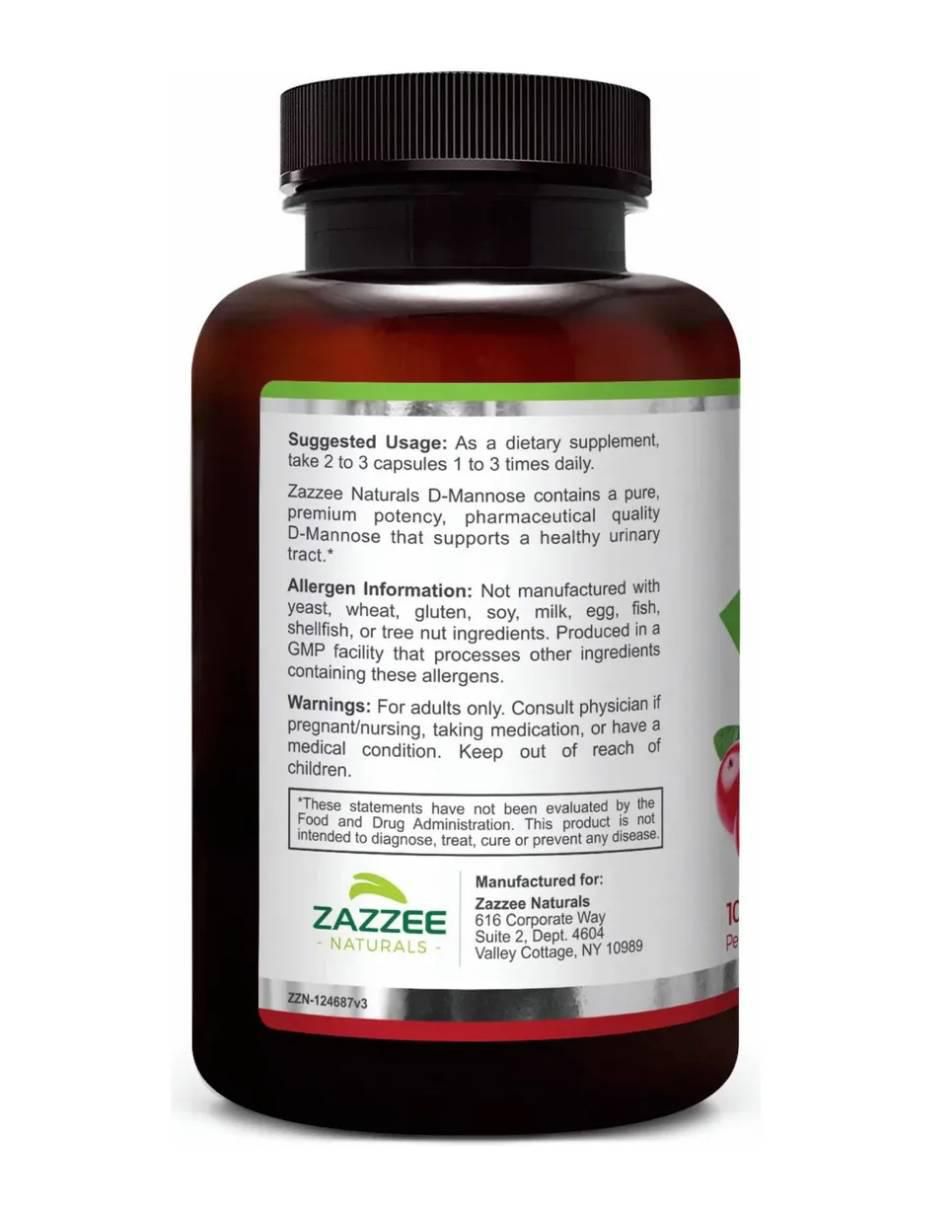Naturals D-Mannose 1000 mg – Salud Urinaria y Prevención Natural de Infecciones del Tracto Urinario (UTI) Zazzee con d-manosa de 180 cápsulas 2