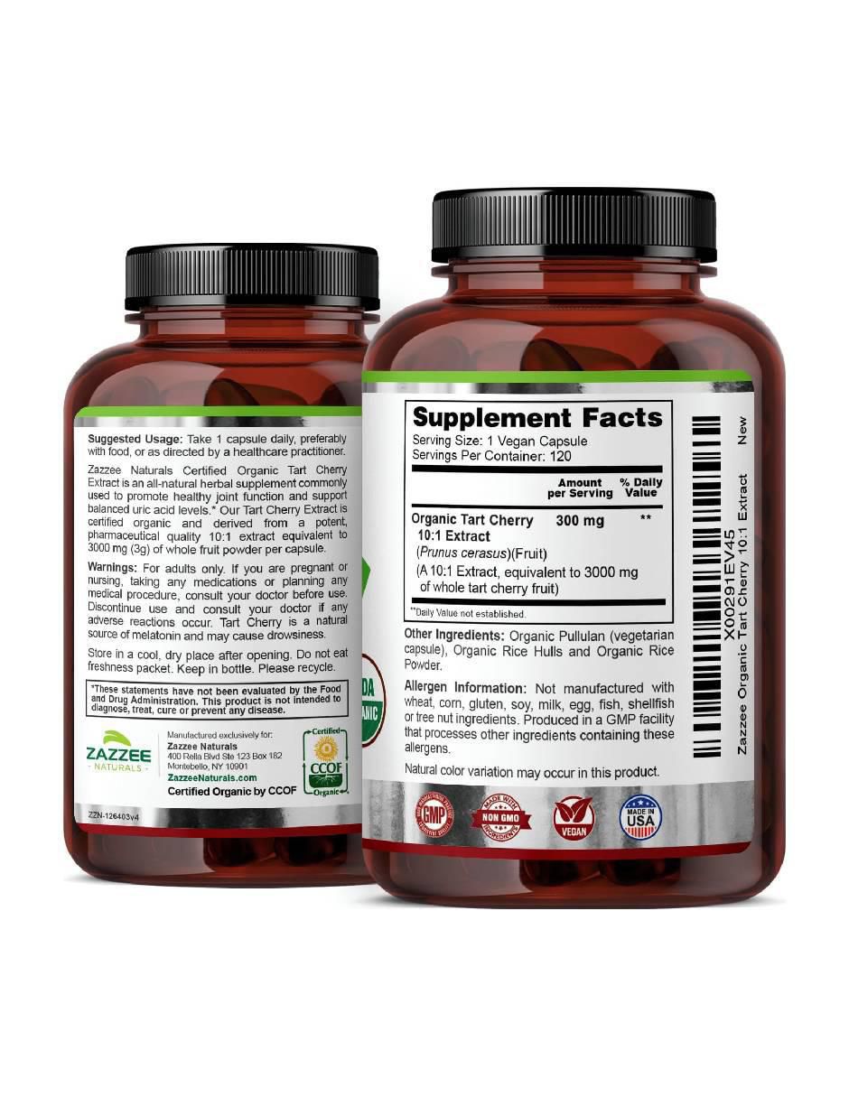 Tart Cherry 3000 mg – Salud Articular, Antiinflamatorio Natural y Recuperación Muscular Zazzee de 200 cápsulas 2