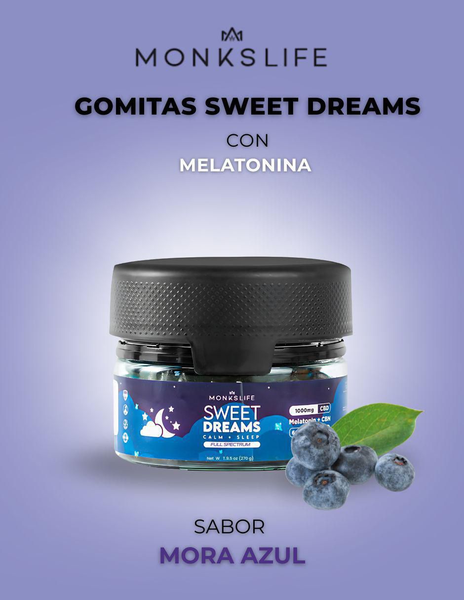 Gomitas Sweet Dreams con CBD, CBN y melatonina sabor mora azul de 60 gomitas 2