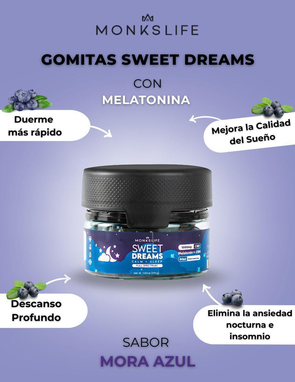 Gomitas Sweet Dreams con CBD, CBN y melatonina sabor mora azul de 60 gomitas 3