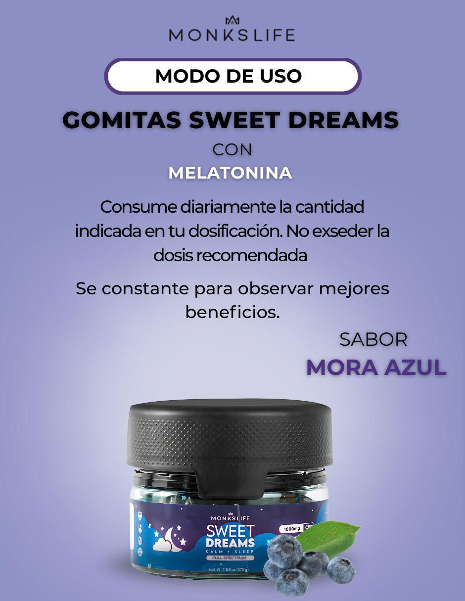 Gomitas Sweet Dreams con CBD, CBN y melatonina sabor mora azul de 60 gomitas 4