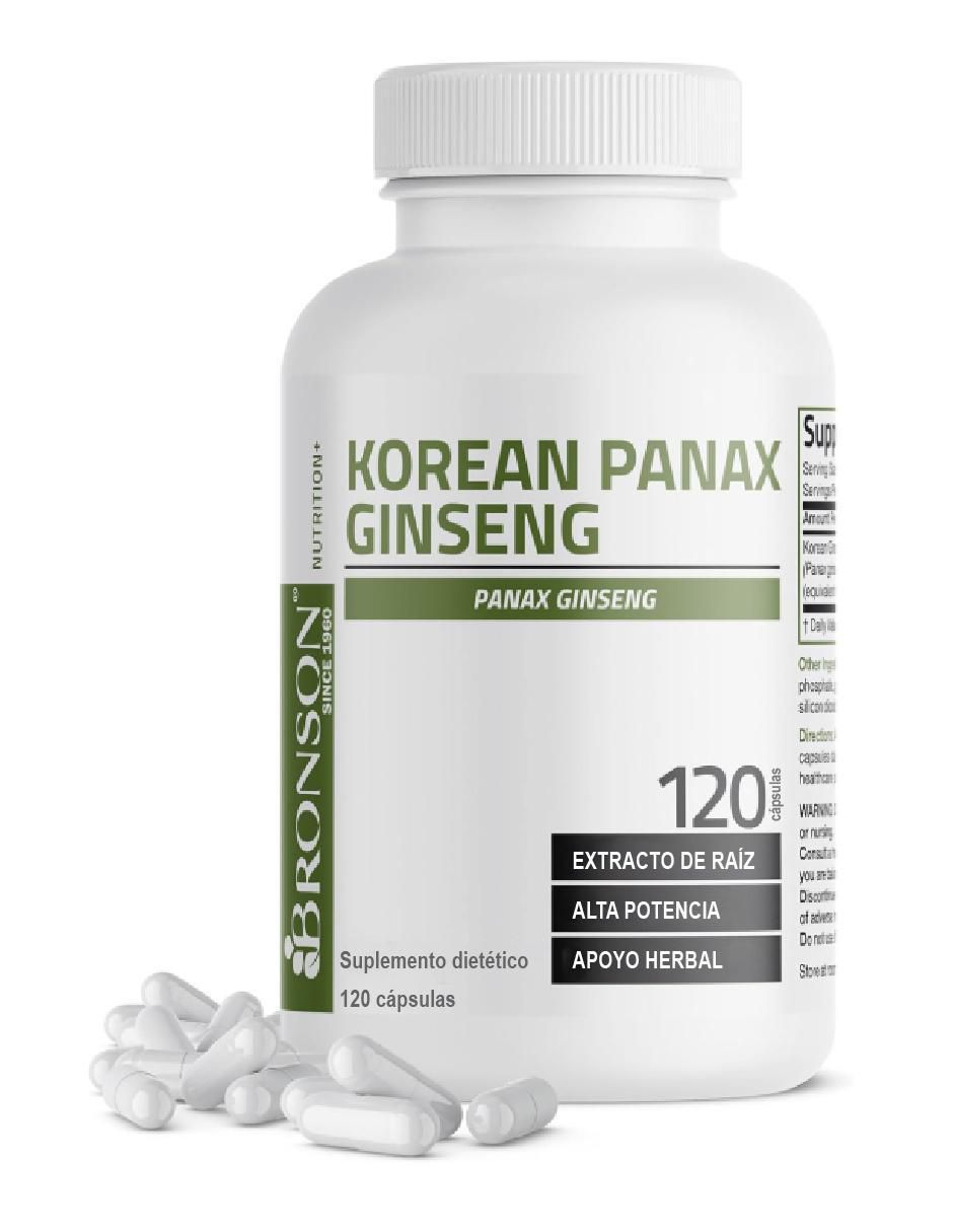KOREAN PANAX GINSENG Bronson con ginseng de 120 cápsulas