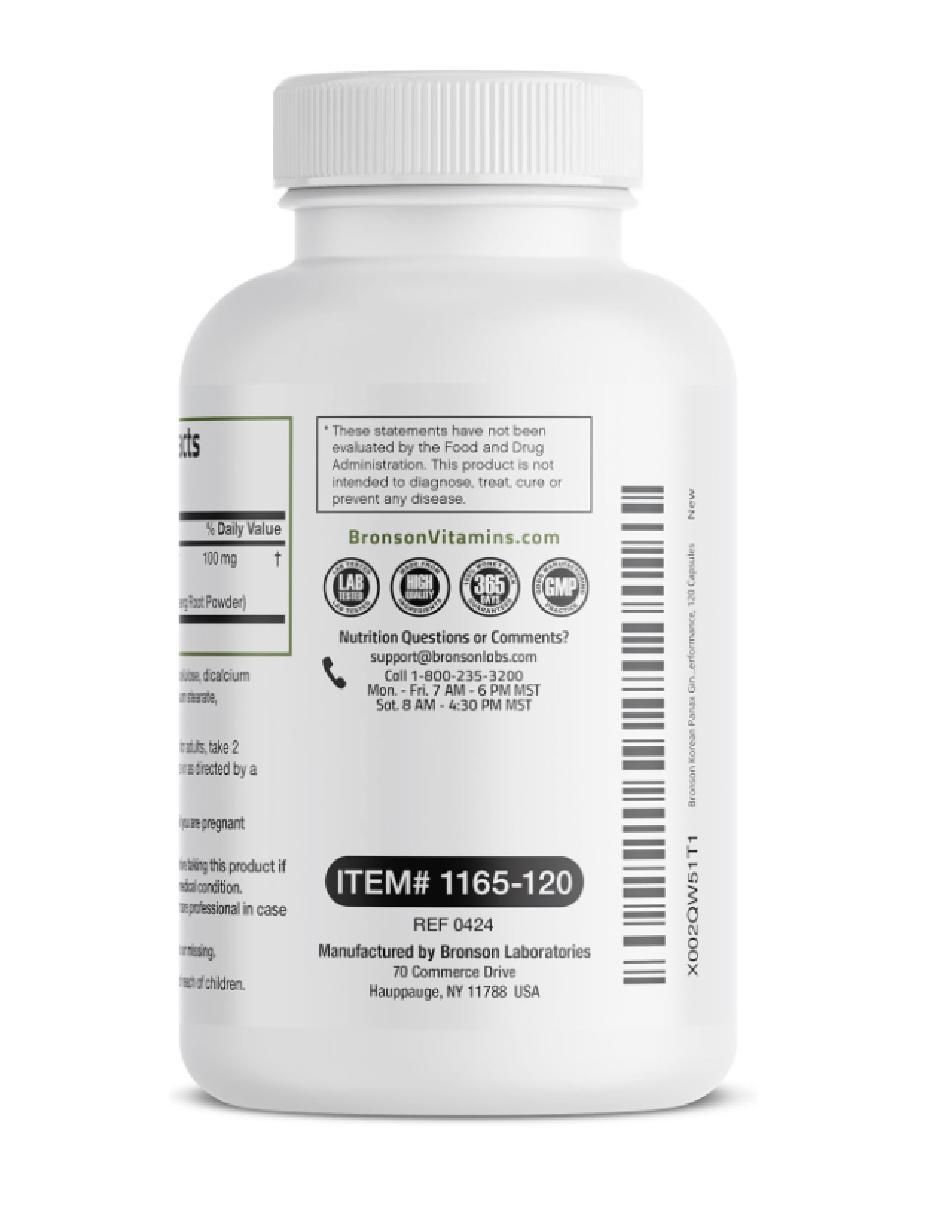 KOREAN PANAX GINSENG Bronson con ginseng de 120 cápsulas 3
