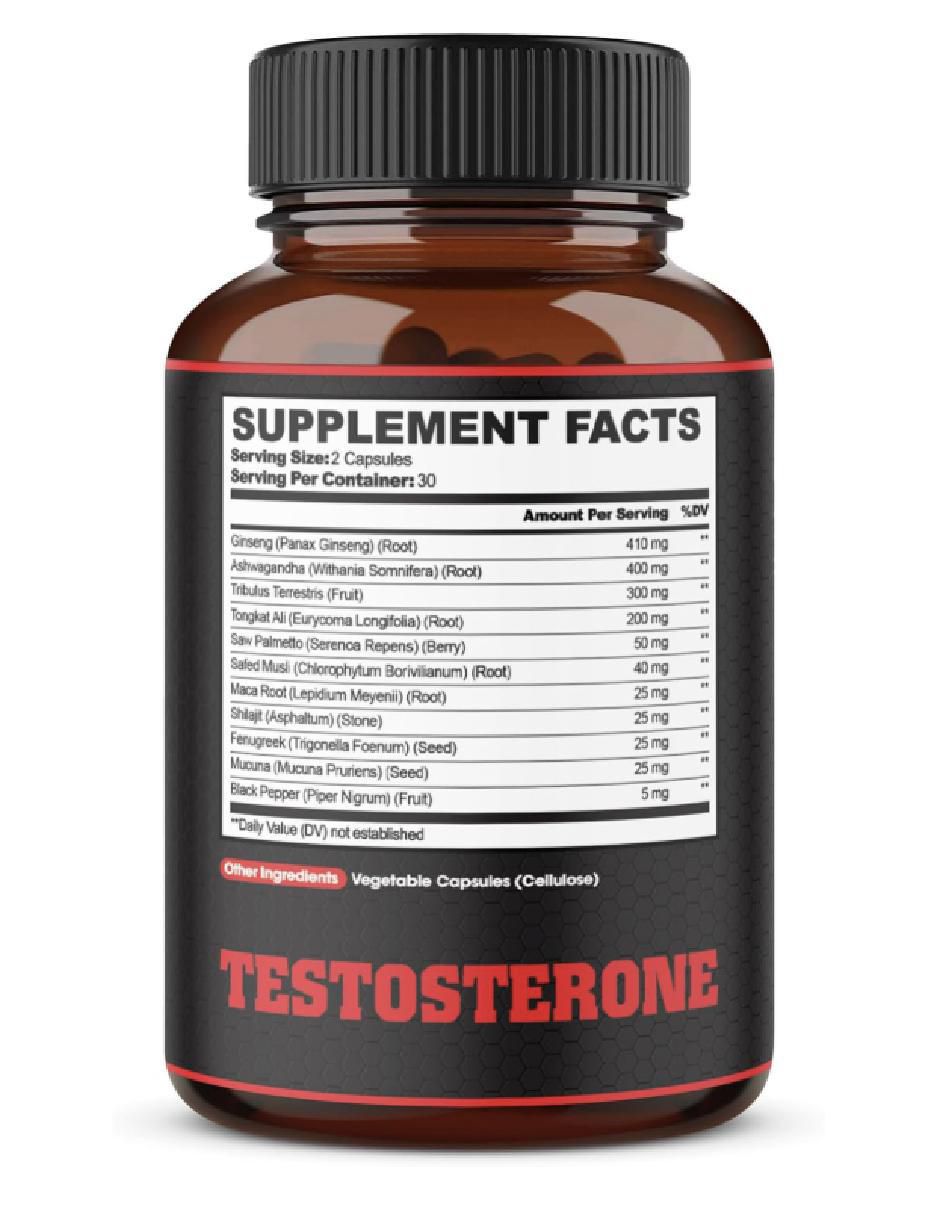Testosterona con fenogreco, maca negra y tribulus de 60 cápsulas 3