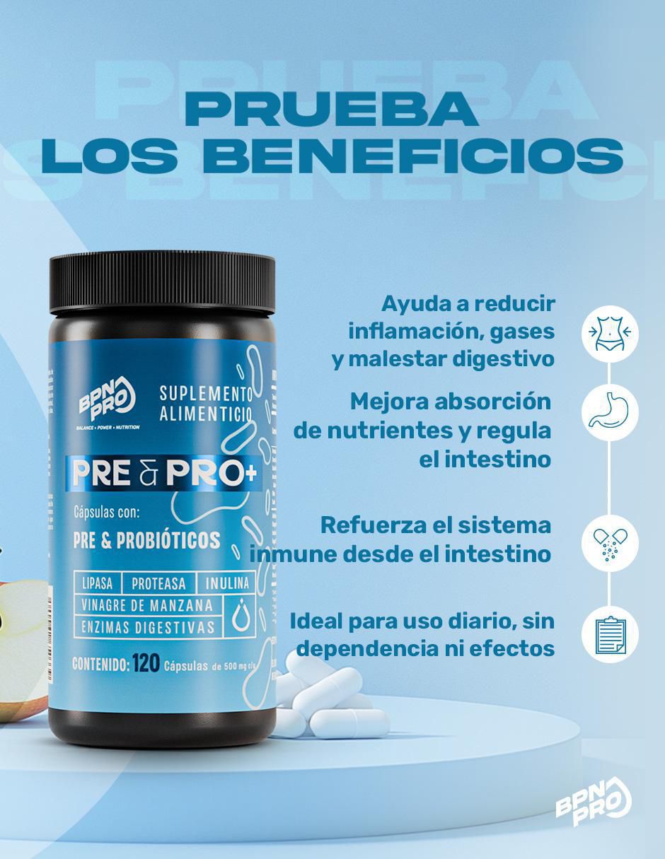 PRE & PRO + con probióticos de 120 cápsulas 7