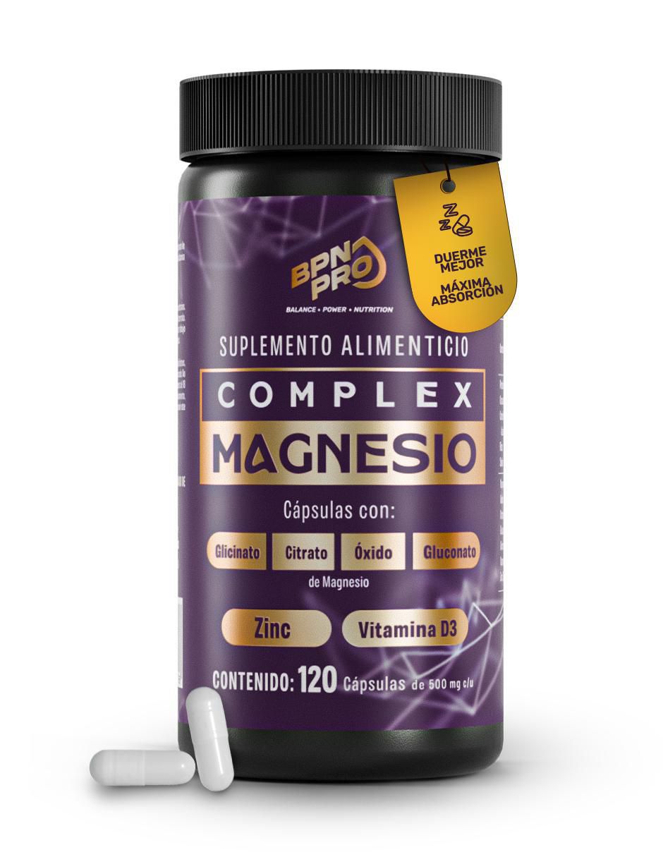Magnesio complex con citrato de magnesio, glicinato de magnesio, gluconato de magnesio y óxido de magnesio 120 cápsulas