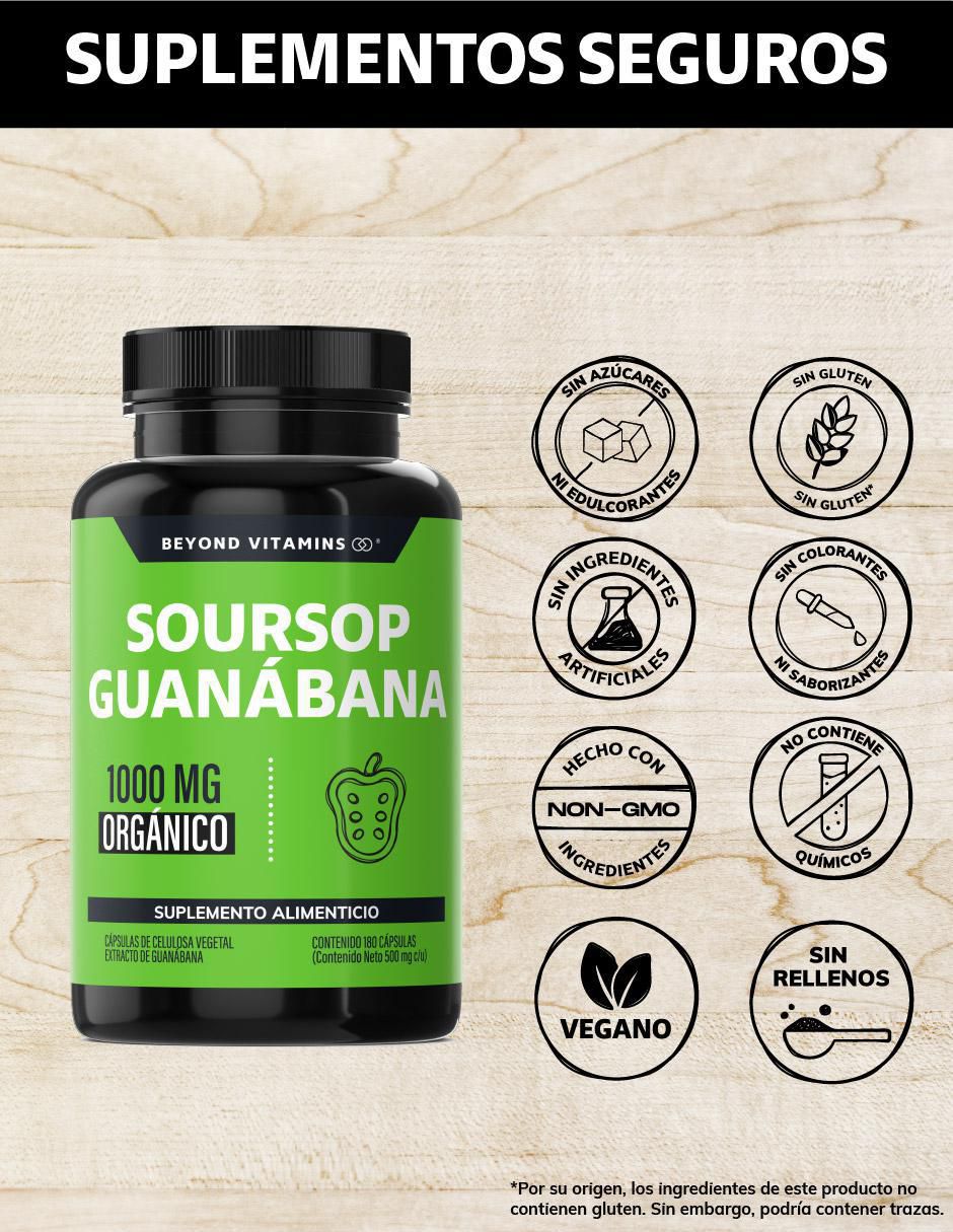 Soursop Guanábana Orgánica de 180 cápsulas 2