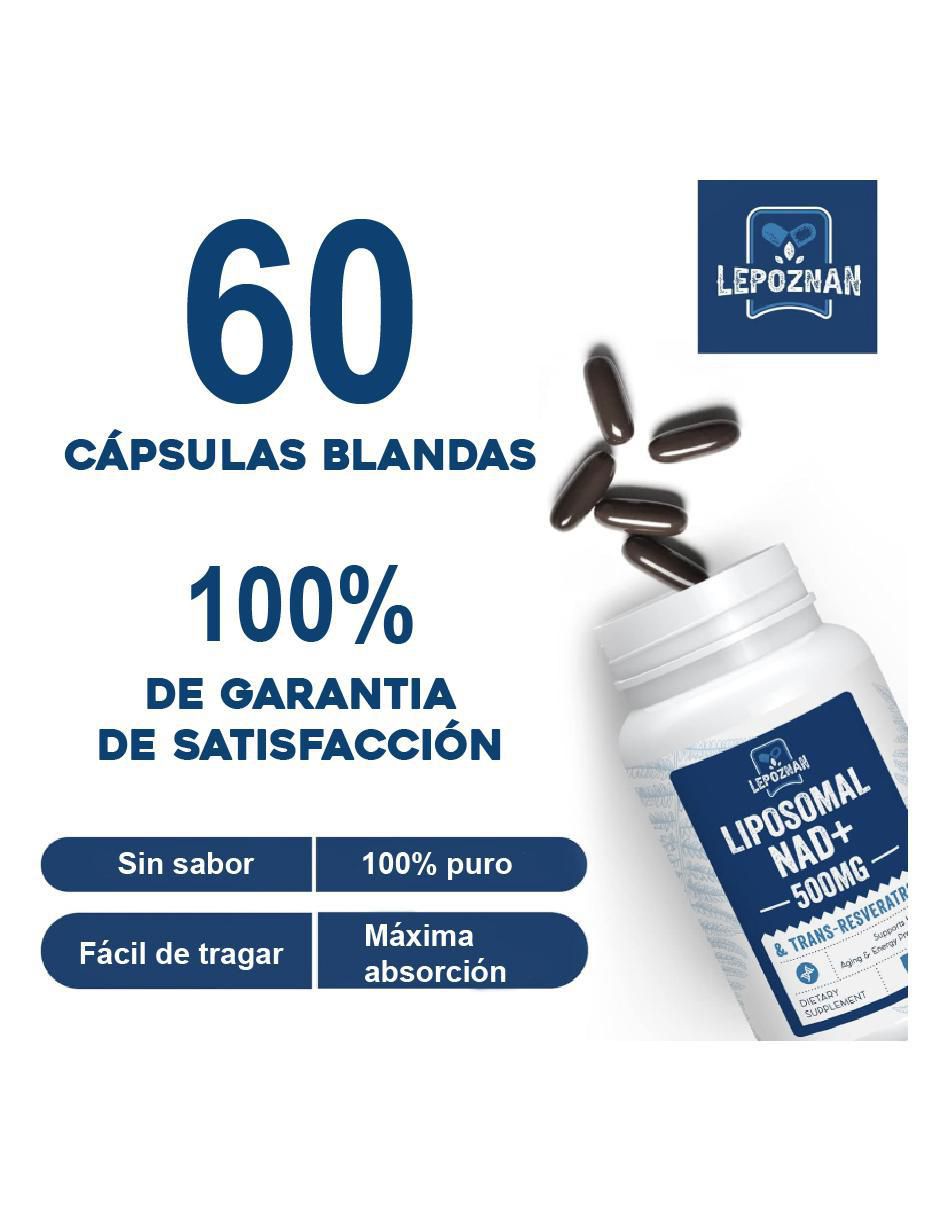 Liposomal Nad+ Trans Resveratrol de 60 cápsulas 2