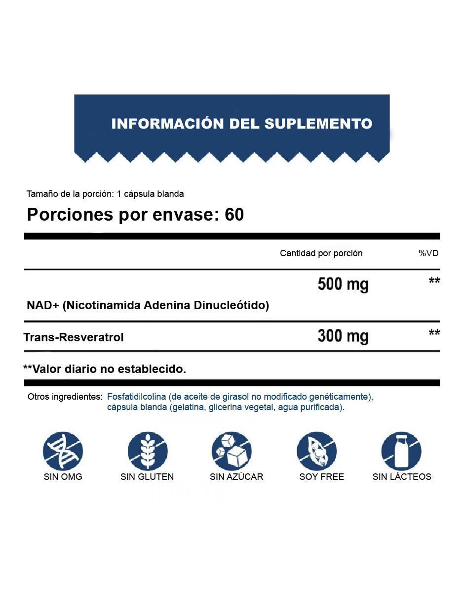 Liposomal Nad+ Trans Resveratrol de 60 cápsulas 7