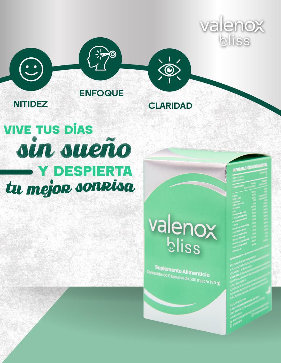 Valenox Bliss con valeriana, pasiflora, magnesio, manzanilla y vitamina b6 4