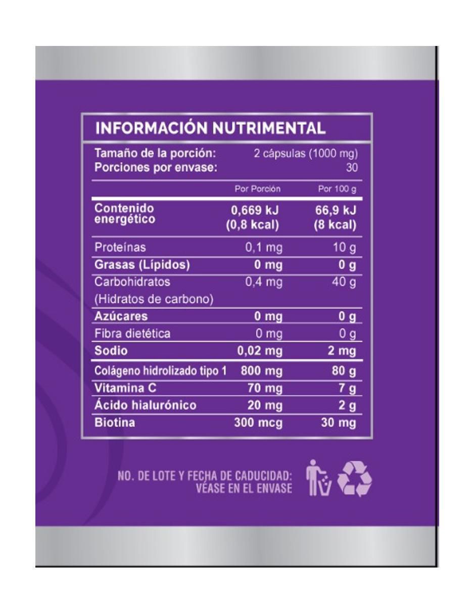 Sireva con biotina, colágeno hidrolizado, vitamina C de 60 cápsulas 2