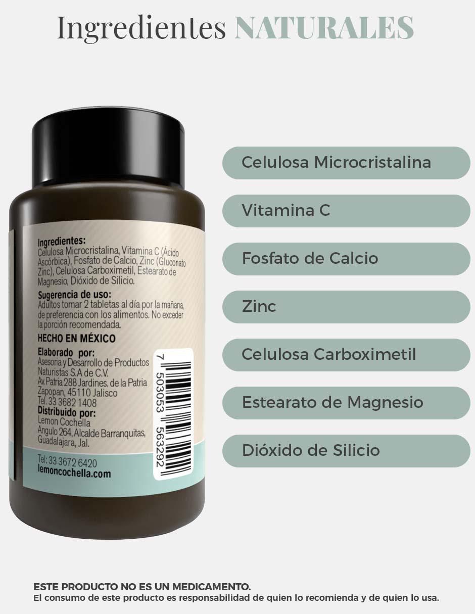 Zinc+ Vitamina C sabor natural de 100 tabletas 3
