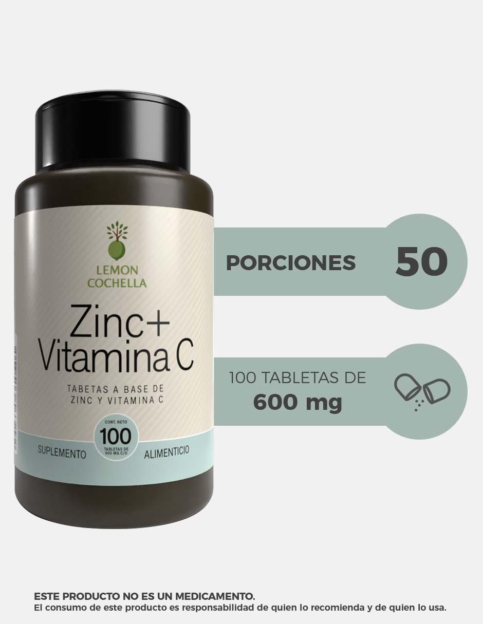 Zinc+ Vitamina C sabor natural de 100 tabletas 4