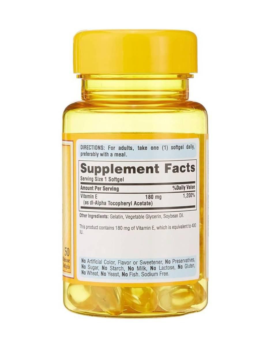 Vitamina E 180 mg (400 IU) de 50 cápsulas 2