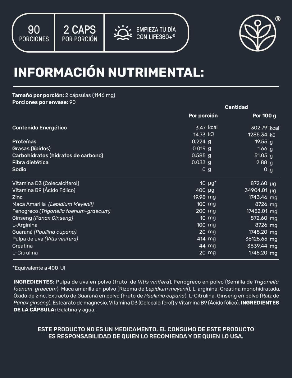 Testo Platinum Maca y Arginina con fenogreco ( trigonella foenum-graecum) 12