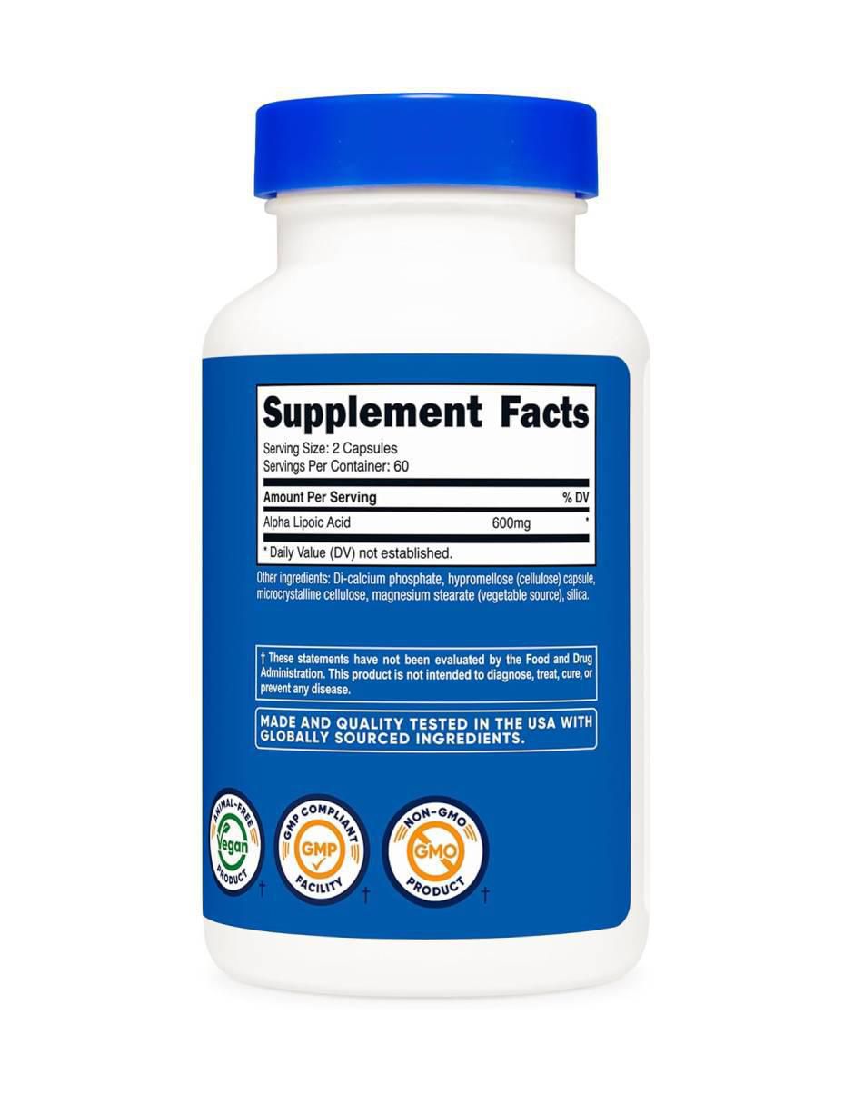 Alpha Lipoic Acid con ácido alfa lipoico de 120 cápsulas 3