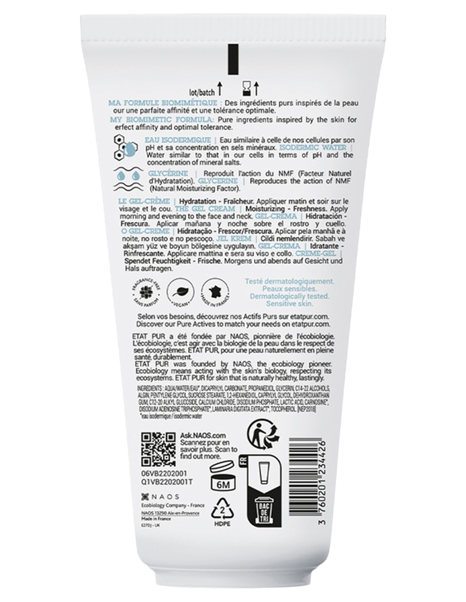 Tratamiento facial gel crema hidratante 50ml etat pure cuidado puro hidratante 3