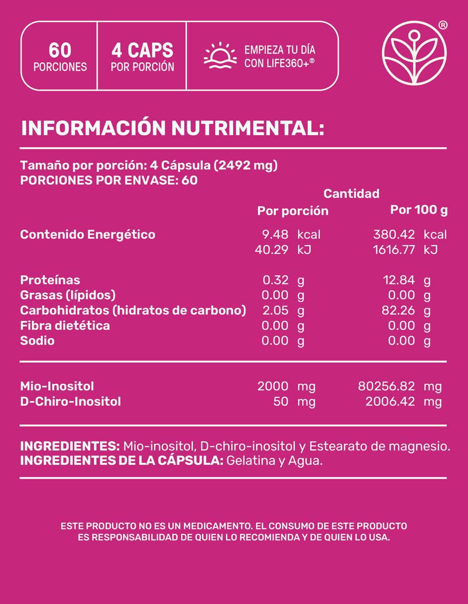 Myo & d-chiro inositol ratio 40:1 con 2492mg por porción 5