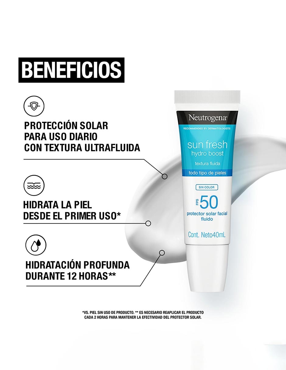 Protector solar FPS 50+ Sun Fresh Hydro Boost Color 2.0 FPS 50+ Neutrogena 40 ml 5