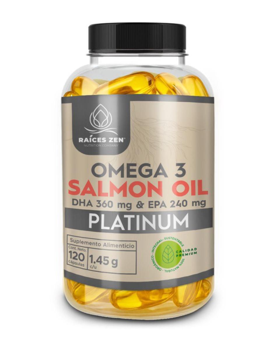 Omega 3 Salmon Oil Platinum Raices Zen de 120 cápsulas