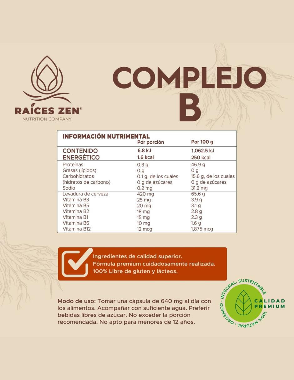 Complejo B Raíces Zen de 120 cápsulas 7