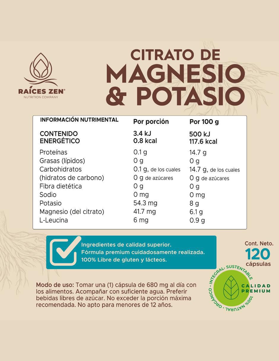 Citrato de Magnesio y Citrato de Potasio de 120 cápsulas 7