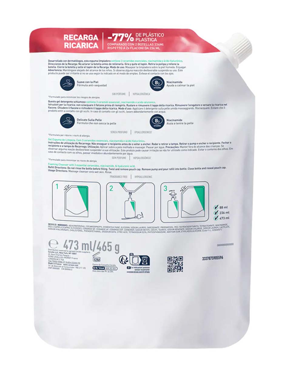 Refill para gel limpiador para pieles normal y mixta 2